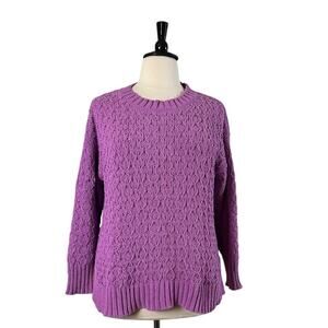 Seven7 Sweater Chenille Knit Crew Neck Wild Orchid Purple Women’s Size Large